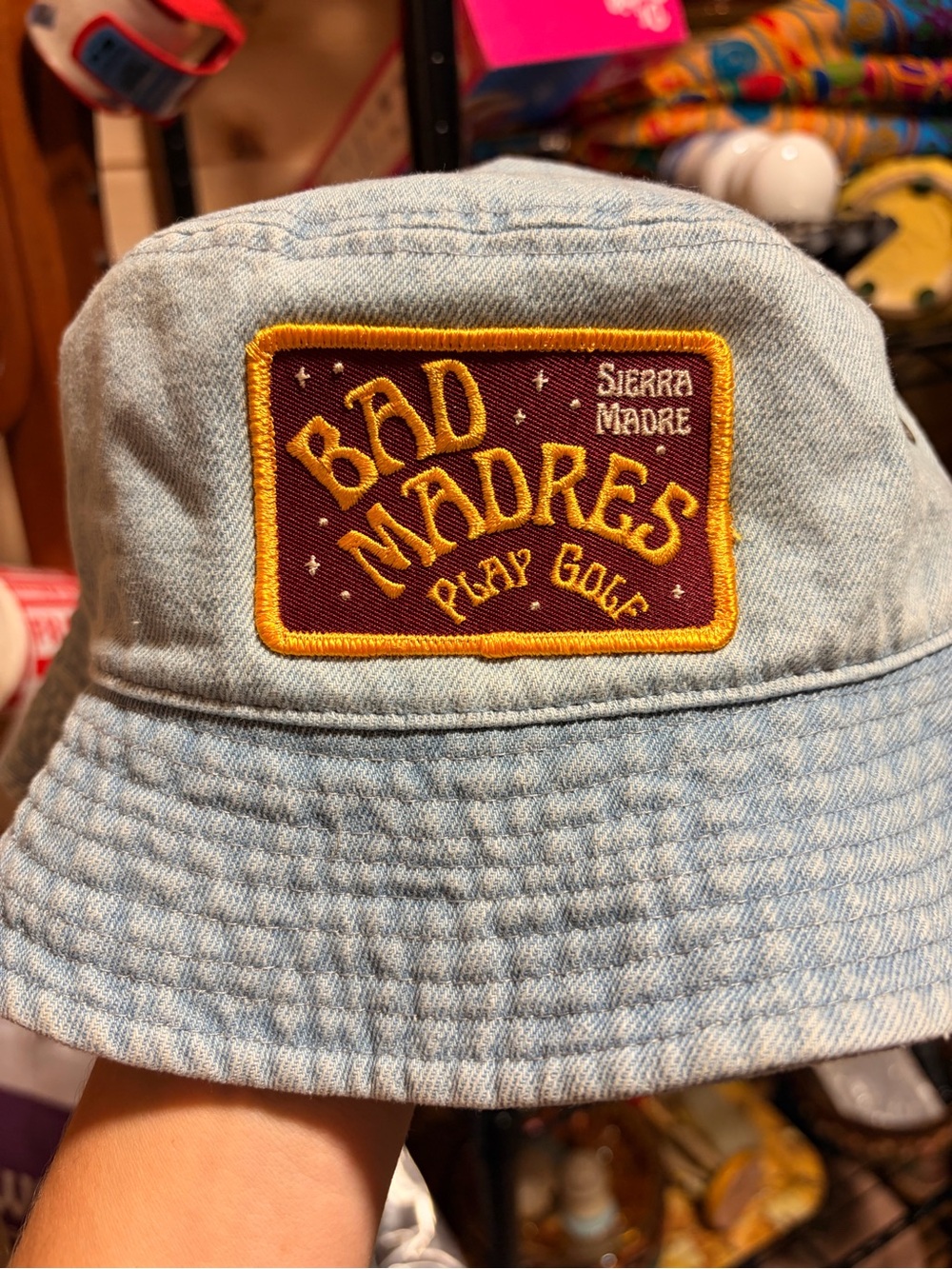 Sierra Madre Bad Madres Play Golf Light Denim Bucket Hat Womens 90s Y2K